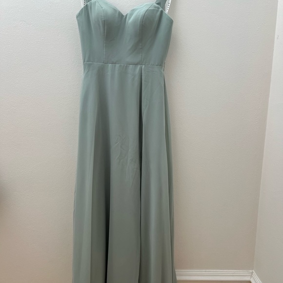 Azazie Aaron bridesmaid dress size A0 in agave - Picture 2 of 4